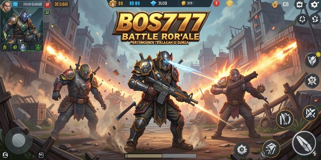 Screenshot utama BOS777 menampilkan aksi mendebarkan pertempuran Battle Royale.