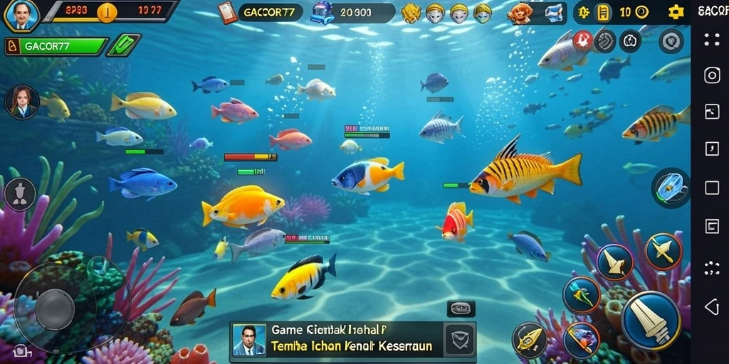 Tampilan gameplay seru dari GACOR77 yang menampilkan aksi menangkap ikan.