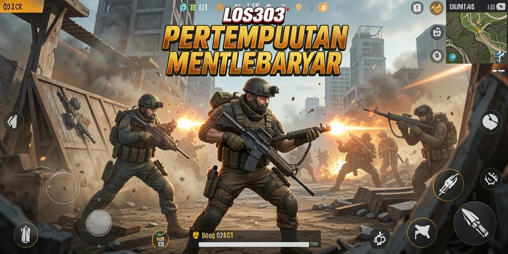 Screenshot gameplay LOS303 menunjukkan aksi seru dalam pertempuran Battle Royale.